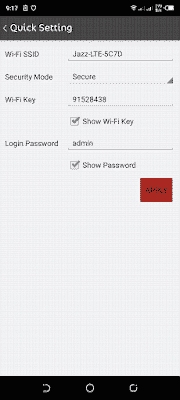 jazz wifi admin password